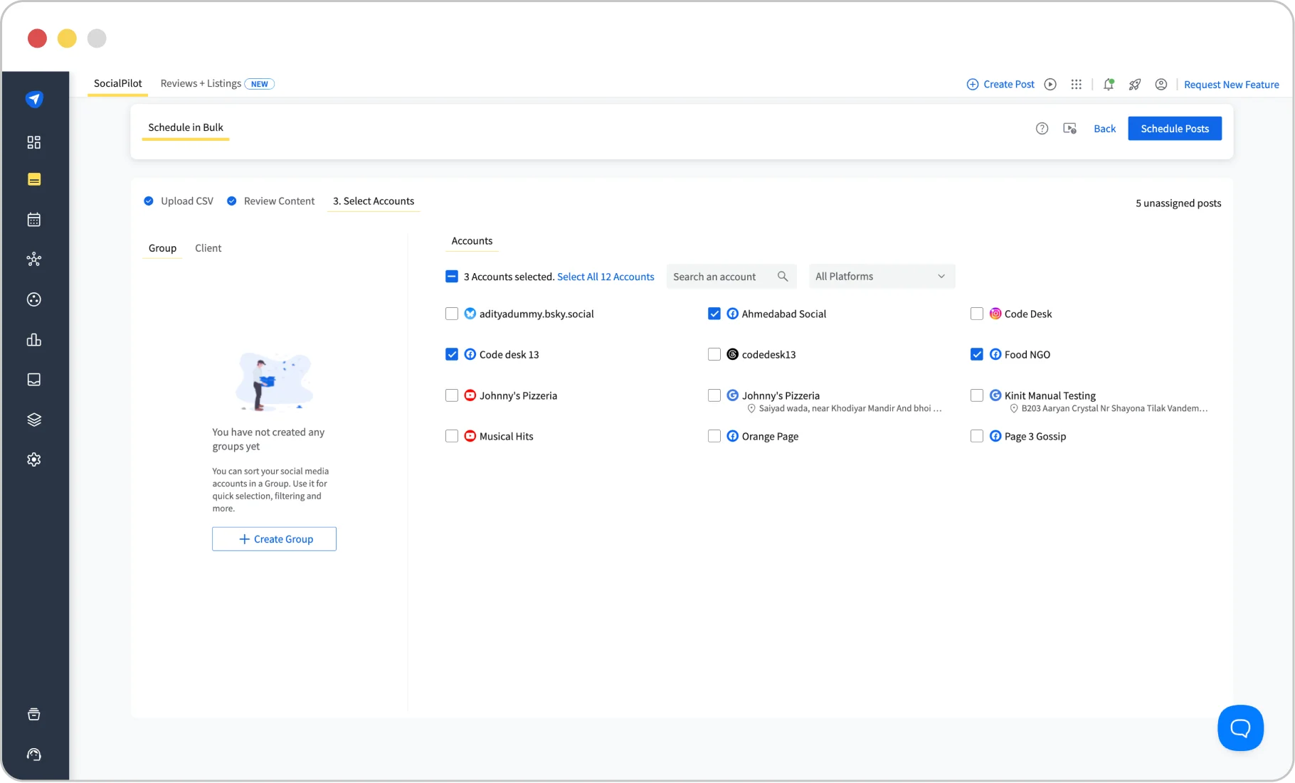 Select Facebook account and schedule posts in one go Select Facebook account and schedule posts in one go