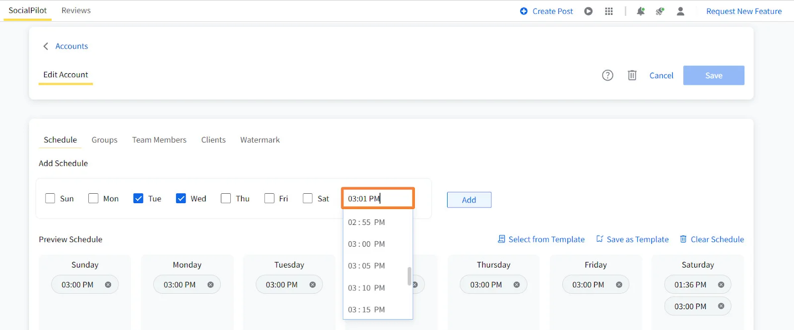 socialpilot posting schedule management