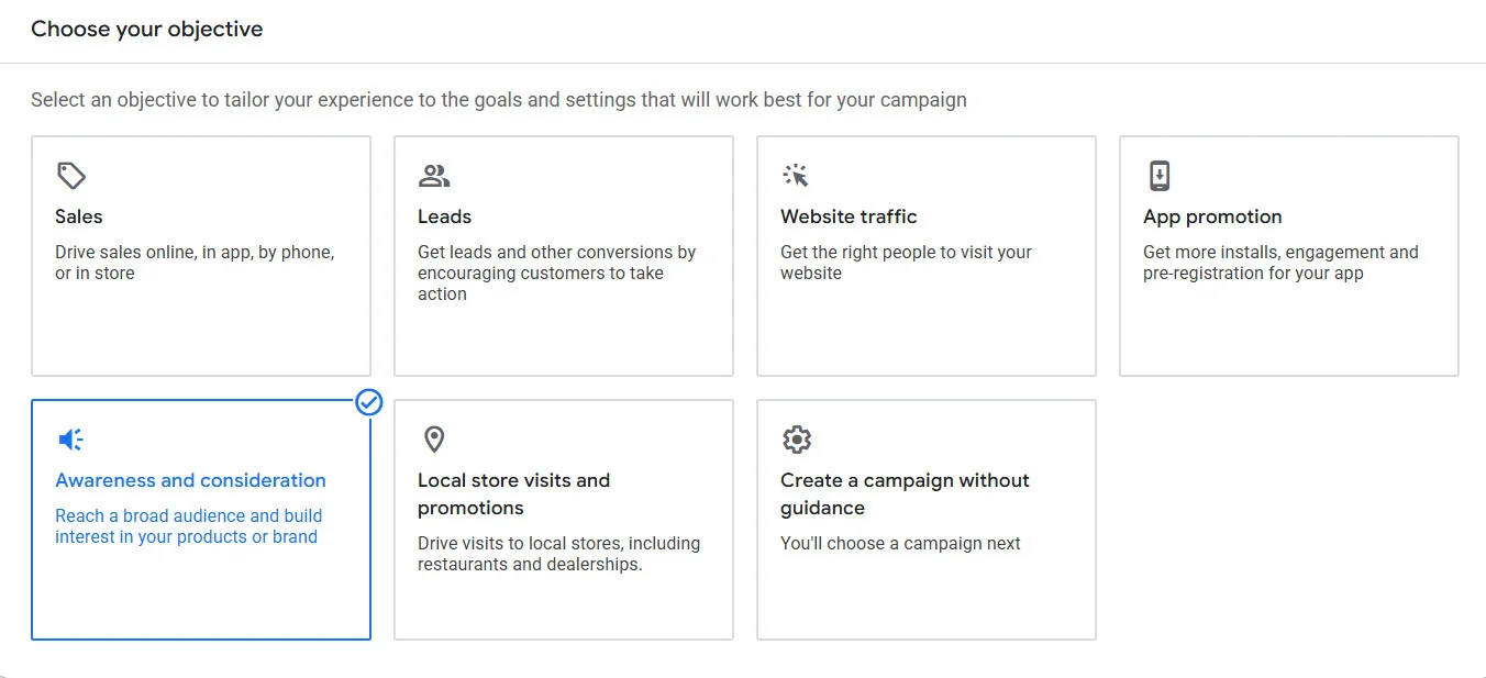 Choose primary goal of your YouTube ad campaign Choose primary goal of your YouTube ad campaign