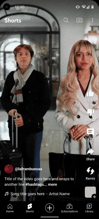 GIF showing YouTube Shorts Remix 2.0, allowing users to split-screen and collaborate on videos GIF showing YouTube Shorts Remix 2.0, allowing users to split-screen and collaborate on videos