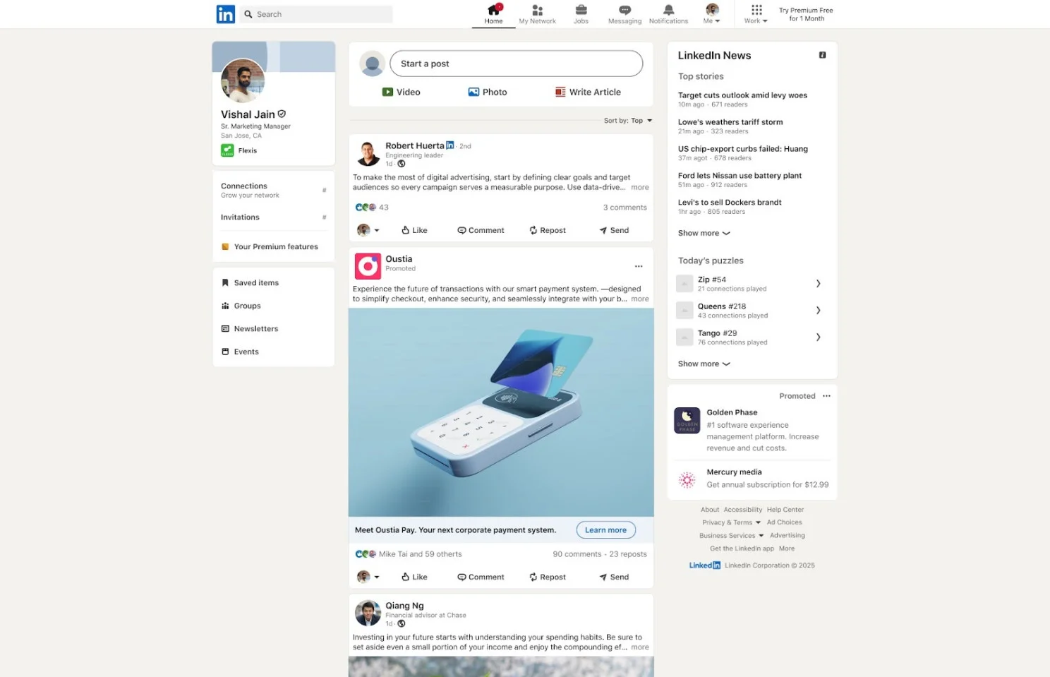 LinkedIn feed showing a reserved ad slot, highlighting control over high-visibility placements for campaigns LinkedIn feed showing a reserved ad slot, highlighting control over high-visibility placements for campaigns