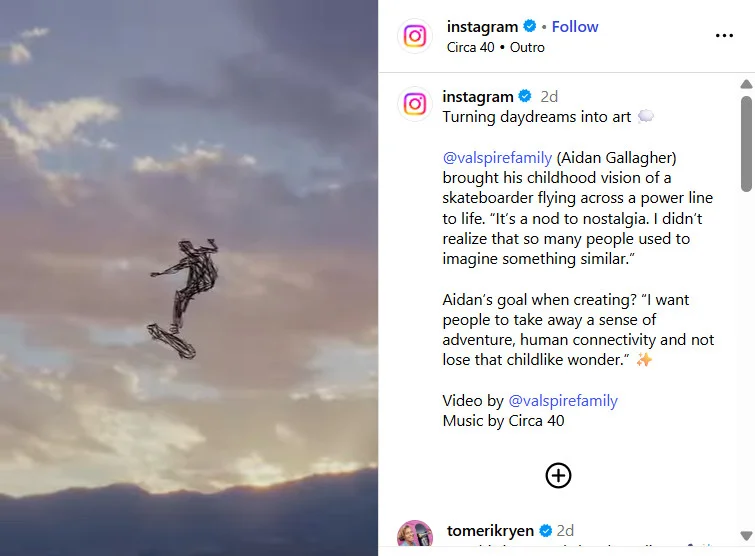 One of the posts from Instagram’s official page, turning daydreams into art One of the posts from Instagram’s official page, turning daydreams into art