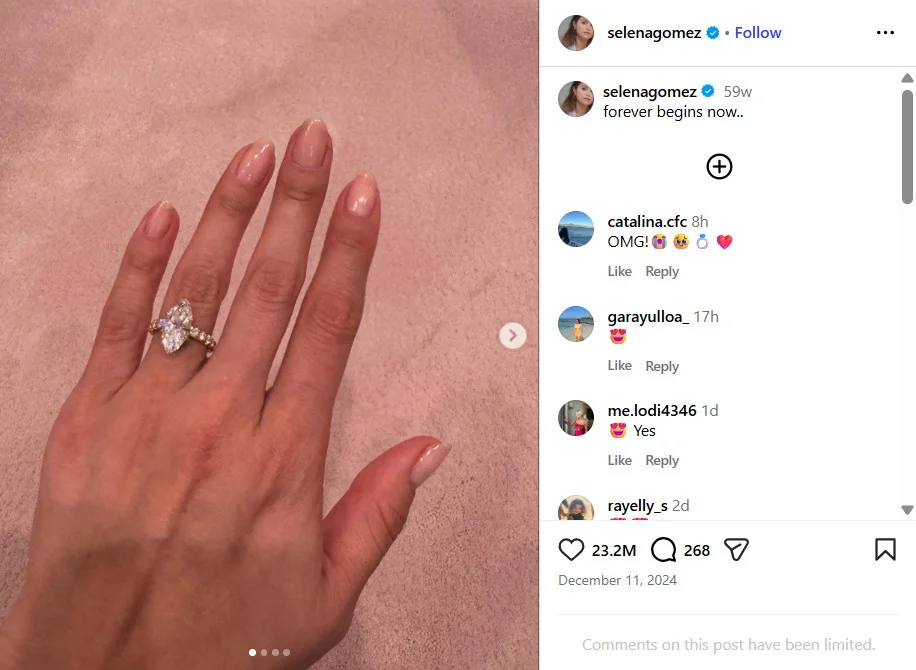 Selena Gomez’s engagement announcement to producer Benny Blanco Selena Gomez’s engagement announcement to producer Benny Blanco