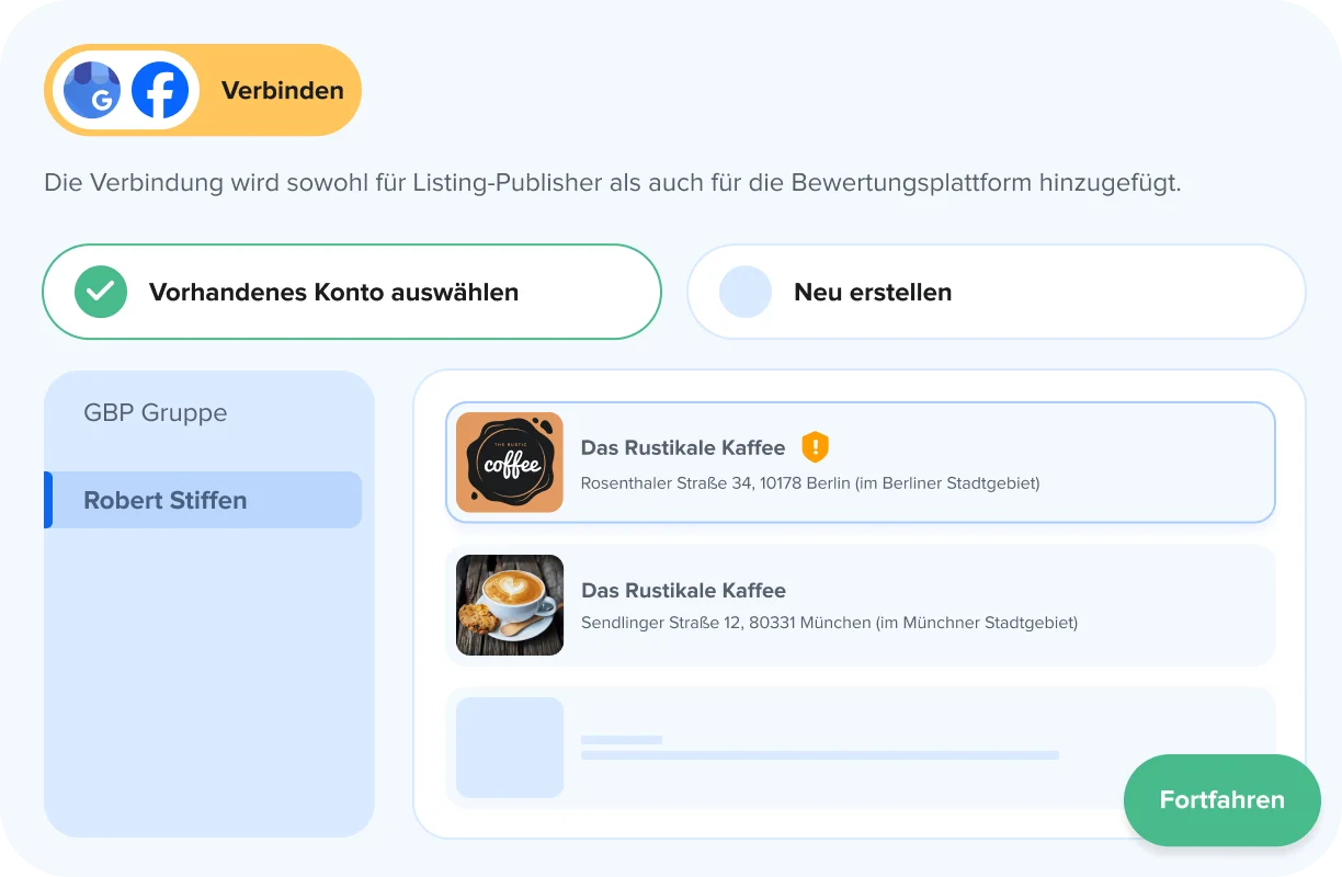 Beanspruchen Sie die bestehende Auflistung Ihres Standorts
