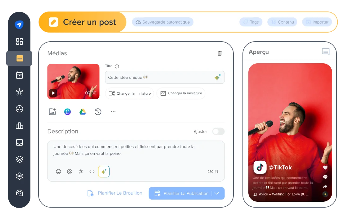 Calendrier d'affichage de Tiktok