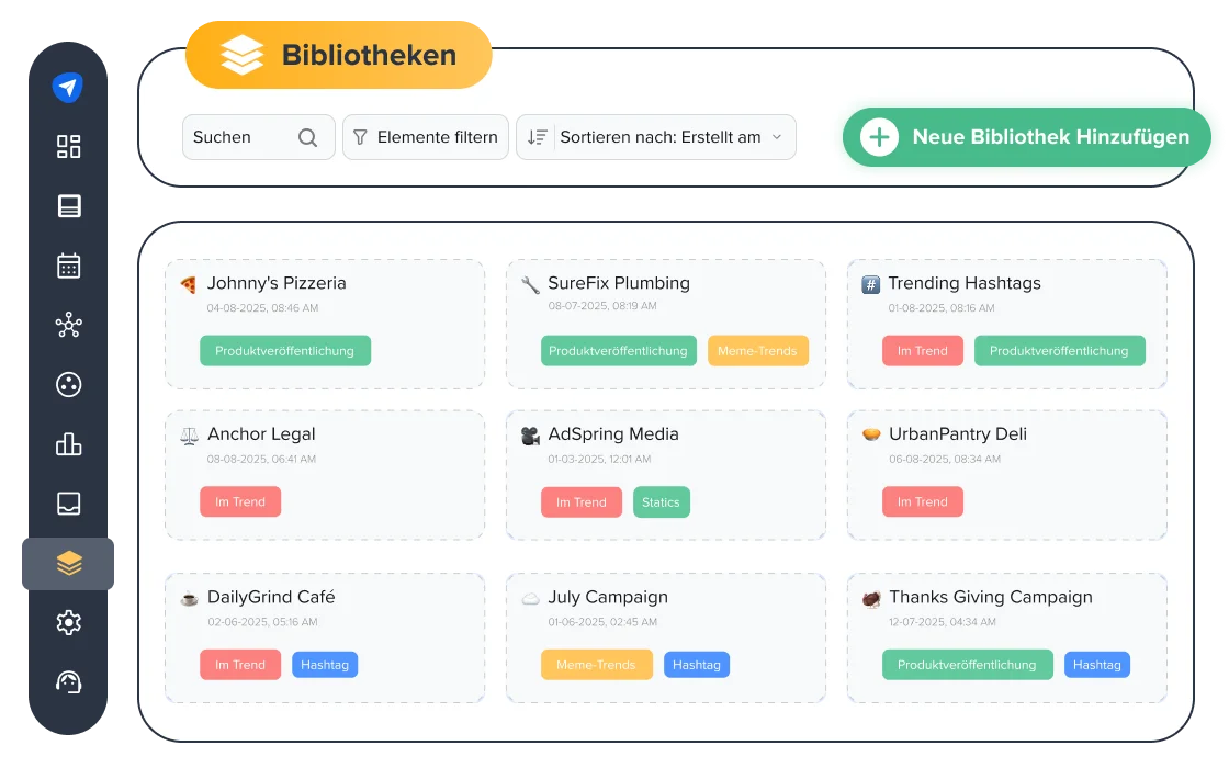 Erstellen Sie mehrere Bibliotheken, um Inhalte einfach zu organisieren
