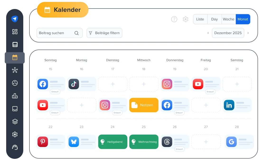 Kalender für soziale Medien