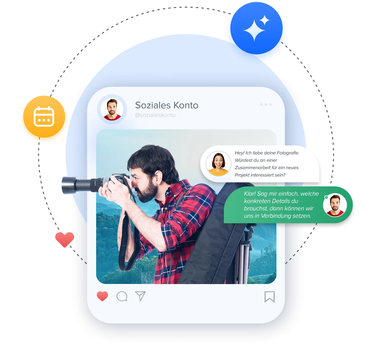 Soziale Medien arbeiten im Autofokus