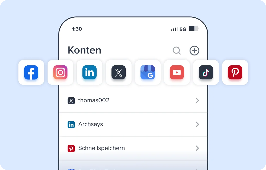 Verwaltung mehrerer Konten in sozialen Medien