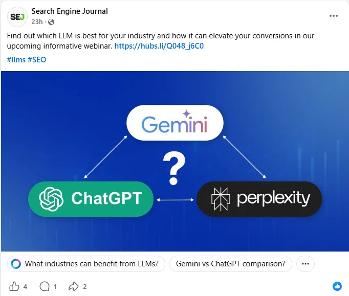 Search Engine Journal, talking about their upcoming webinar on Facebook Search Engine Journal, talking about their upcoming webinar on Facebook