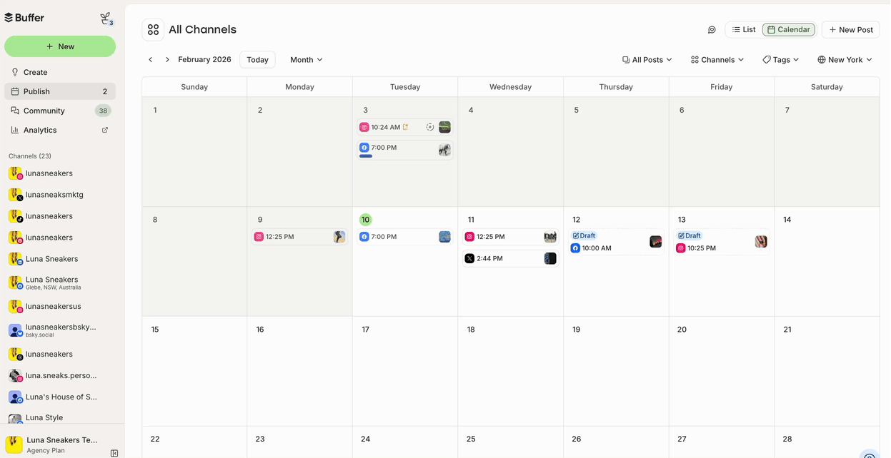 Buffer's calendar dashboard Buffer's calendar dashboard