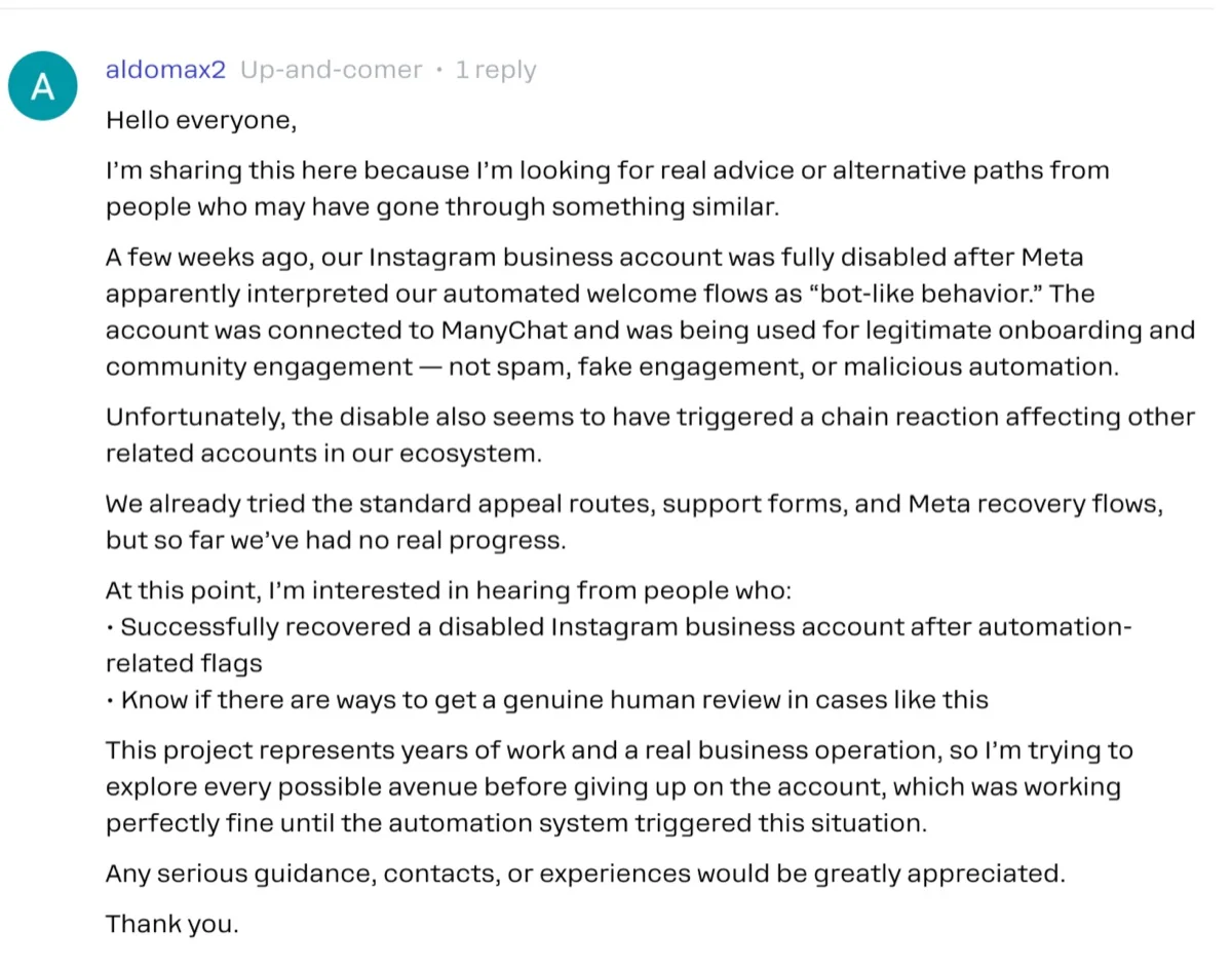 Instagram account disabled despite using an approved DM automation tool Instagram account disabled despite using an approved DM automation tool