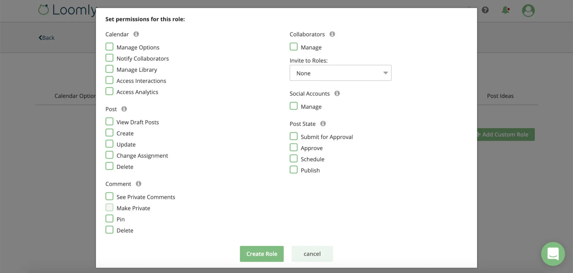 Loomly role-based permissions and post approval settings Loomly role-based permissions and post approval settings