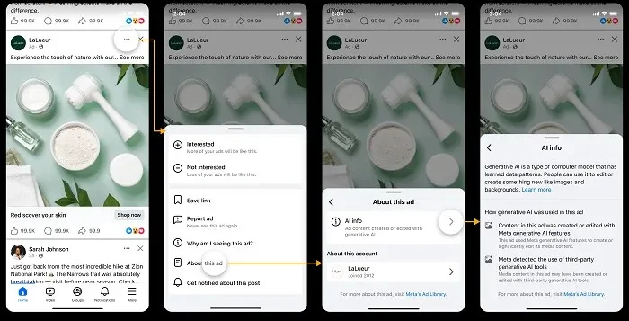 Meta auto-labels AI-generated ad creative in the About this ad panel