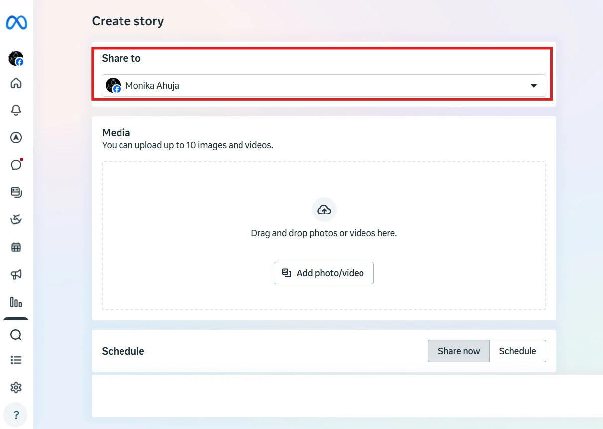 Share to dropdown showing the Instagram account selection Share to dropdown showing the Instagram account selection