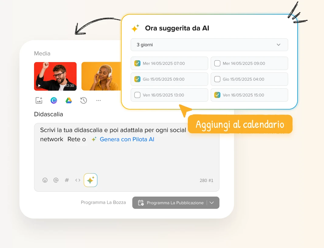 Pubblicare i post in orari suggeriti dall'AI per aumentare la visibilità