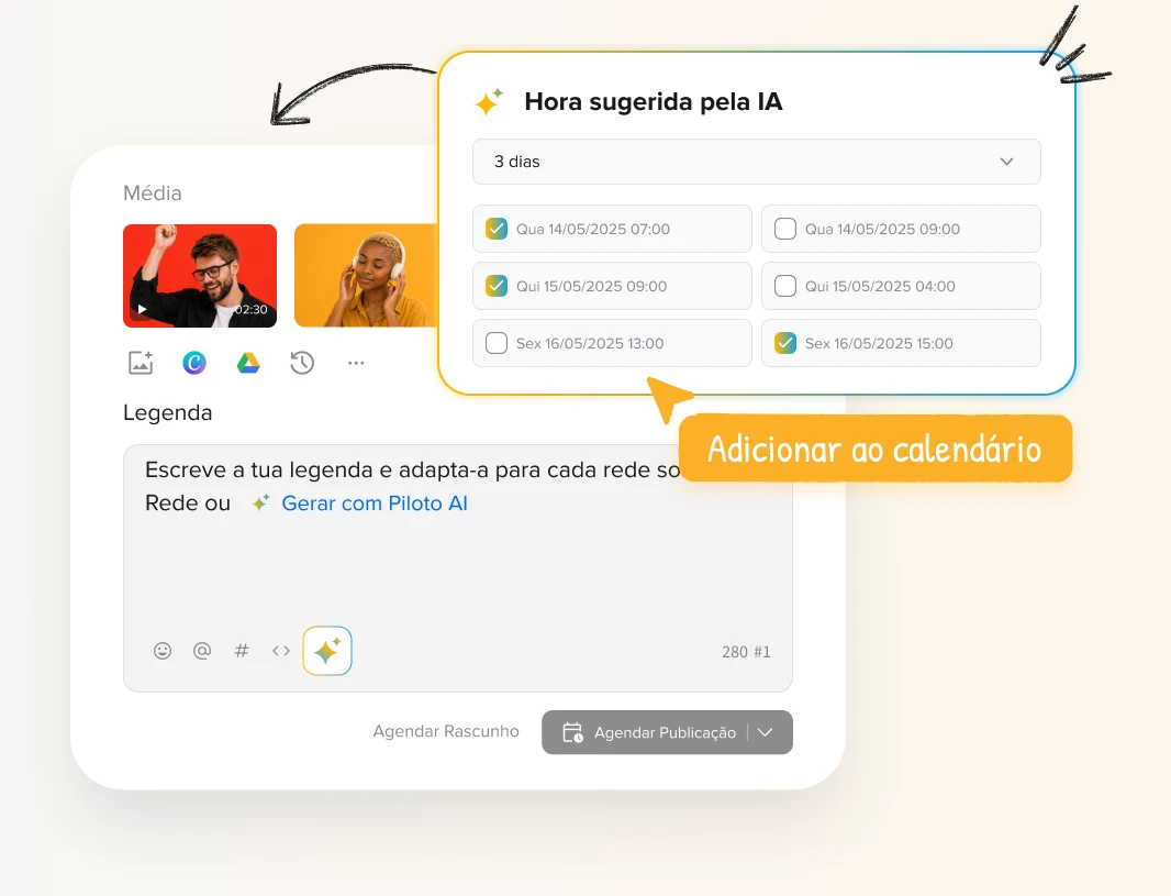 Publicar publicações em horários sugeridos pela IA para aumentar a visibilidade