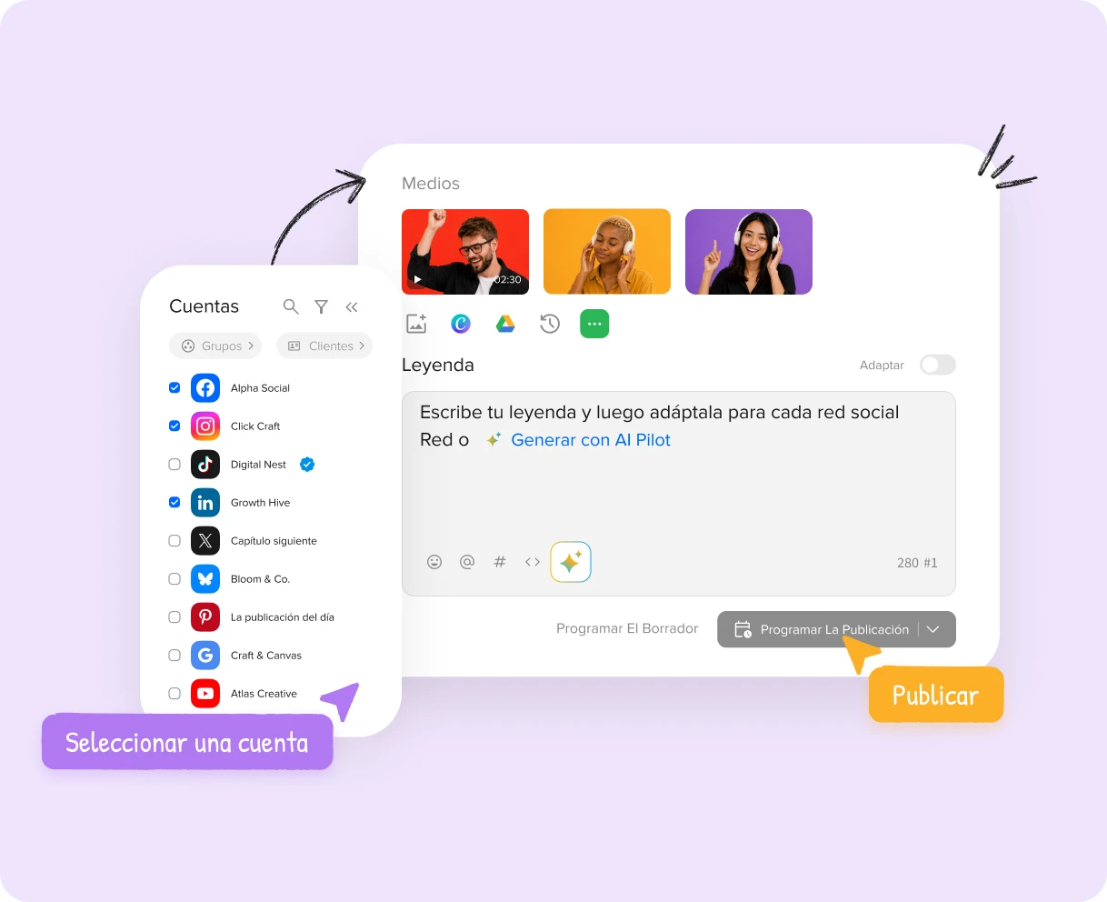 Programar publicaciones en todas las cuentas de una sola vez