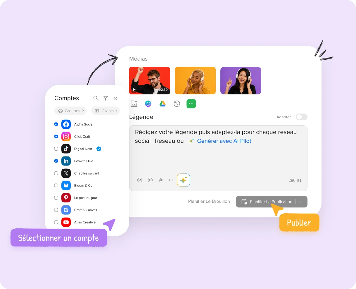 Programmer des messages sur plusieurs comptes en une seule fois