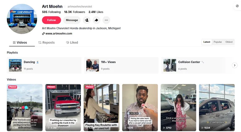 TikTok page of Art Moehn Chevrolet Honda, Michigan TikTok page of Art Moehn Chevrolet Honda, Michigan