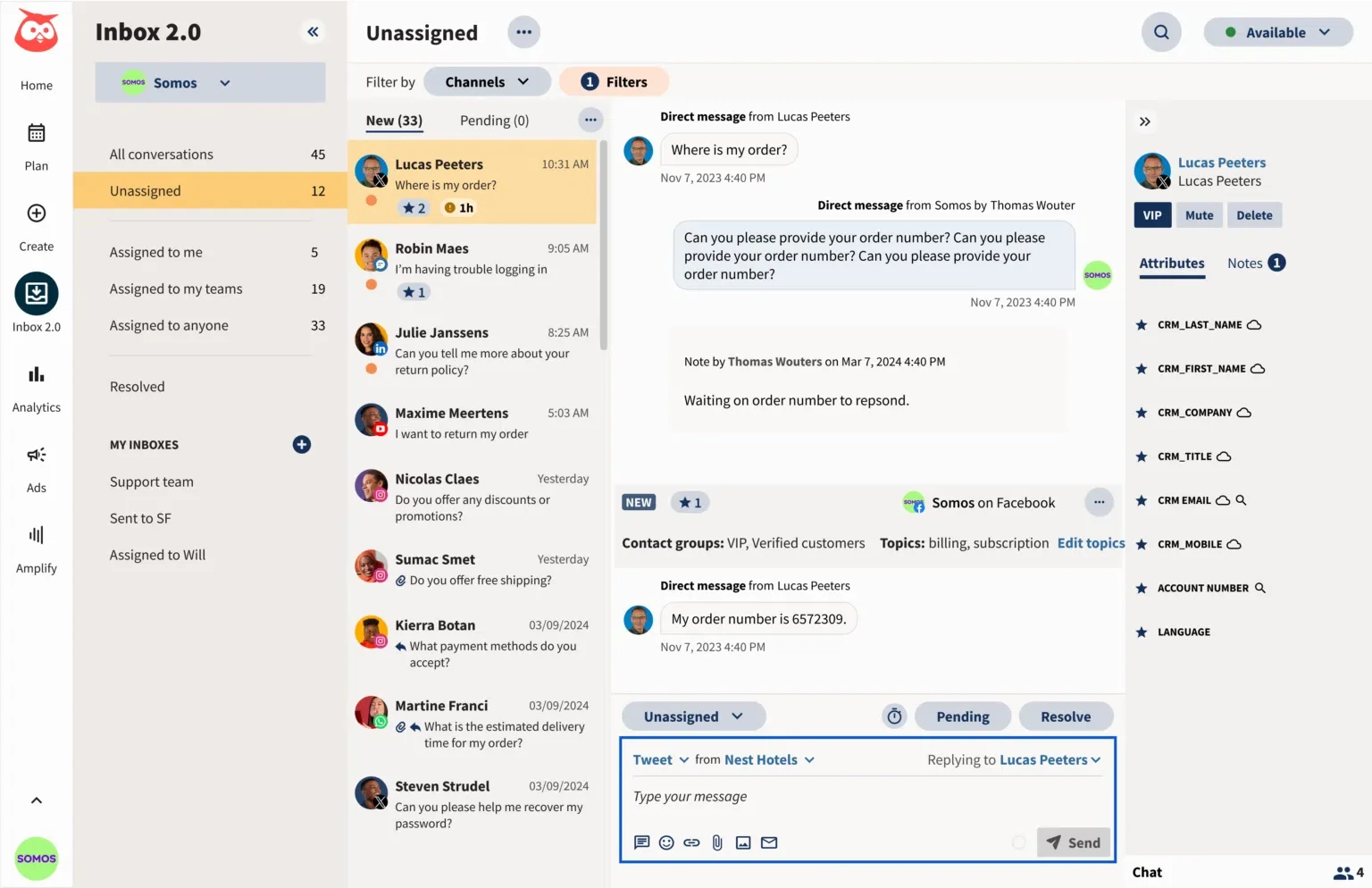 Hootsuite dashboard with intuitive message queues, task assignments, statuses, and filters. Hootsuite dashboard with intuitive message queues, task assignments, statuses, and filters.