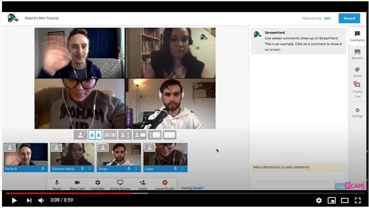 A multi-guest StreamYard interview with live viewer comments A multi-guest StreamYard interview with live viewer comments