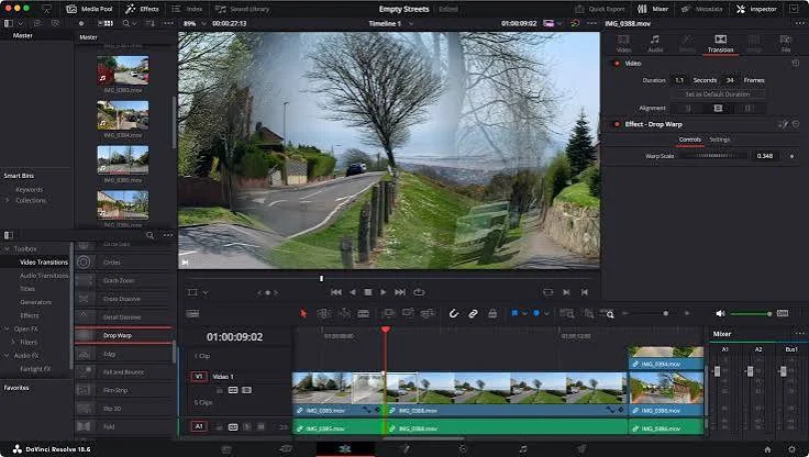 Applying a transition to a clip on the timeline in DaVinci Resolve Applying a transition to a clip on the timeline in DaVinci Resolve