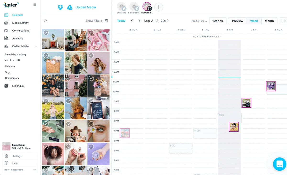 Later visual content calendar with an Instagram grid preview for planning image-first posts Later visual content calendar with an Instagram grid preview for planning image-first posts