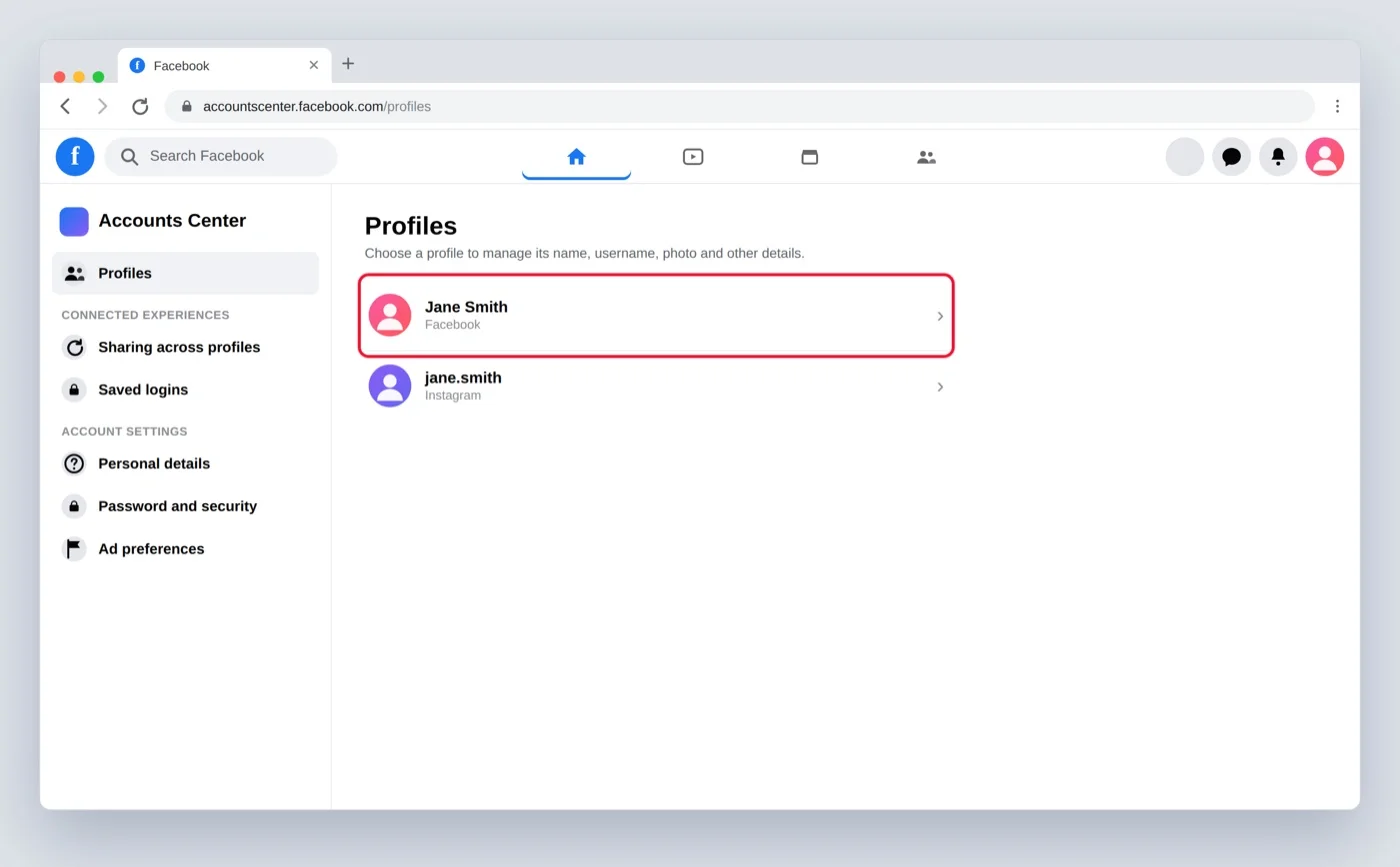 Facebook profile personal details with a red box on the Username row Facebook profile personal details with a red box on the Username row