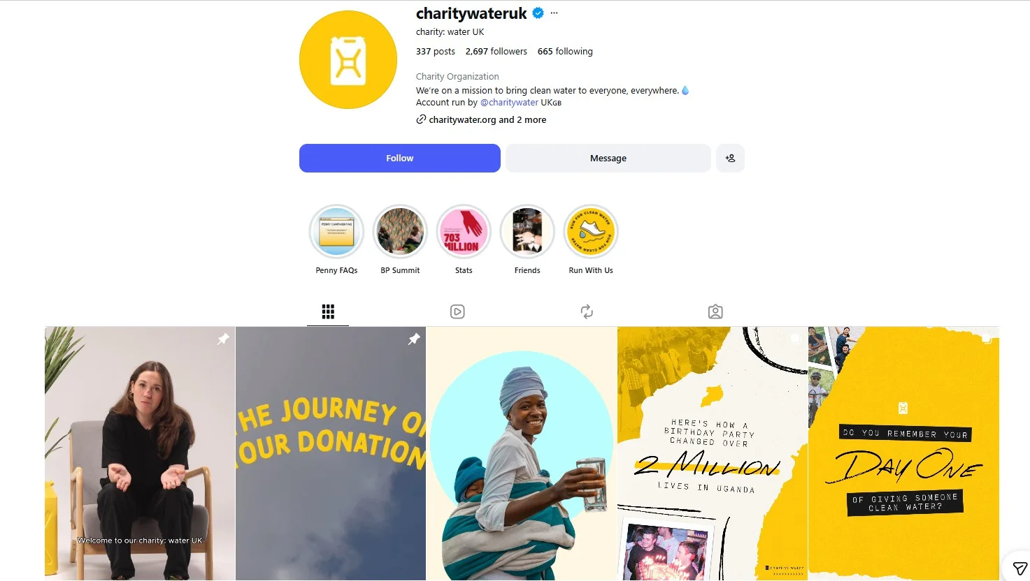 Instagram feed of Charity Water Instagram feed of Charity Water