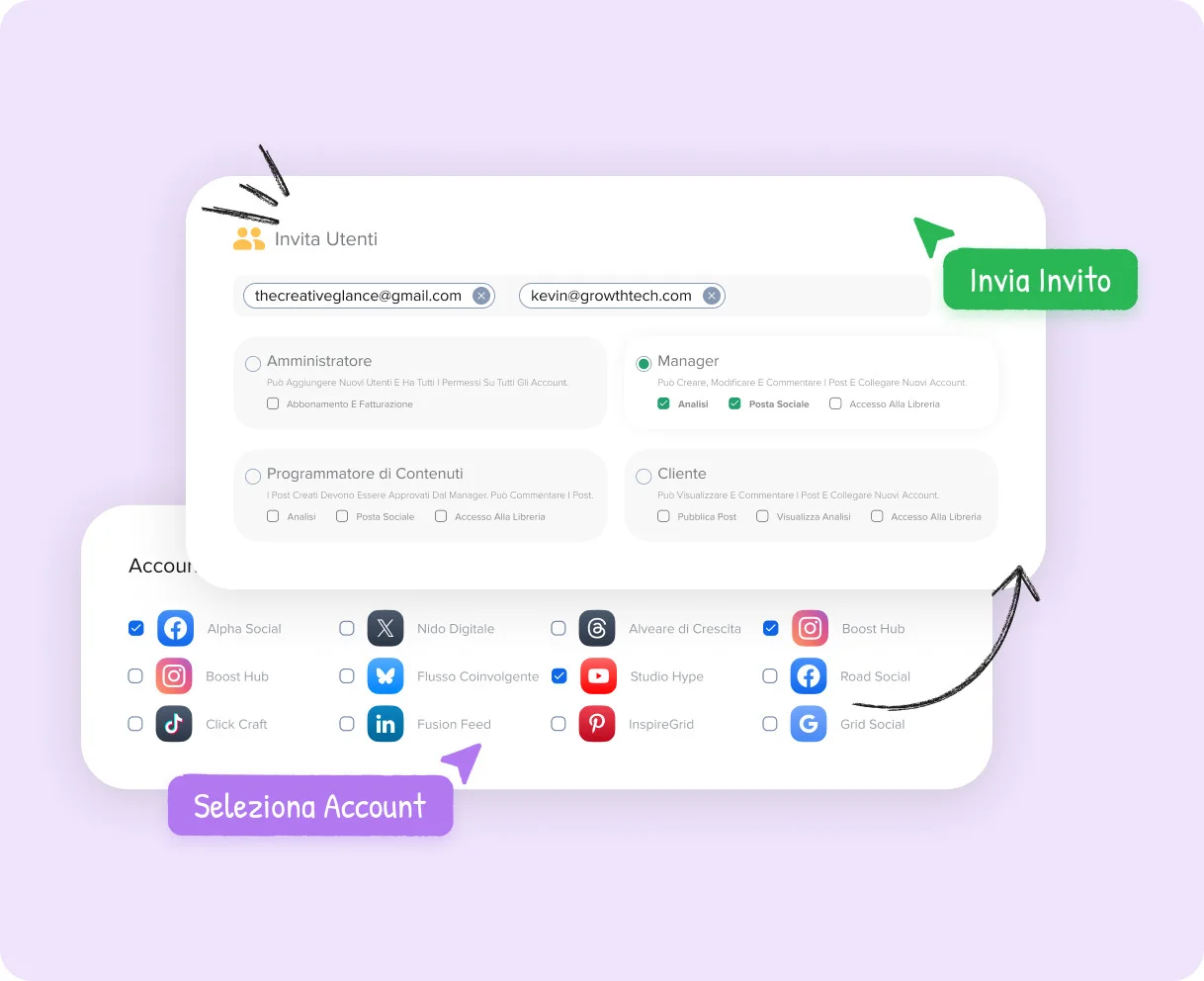 Link per l'invito di team e clienti Link per l'invito di team e clienti