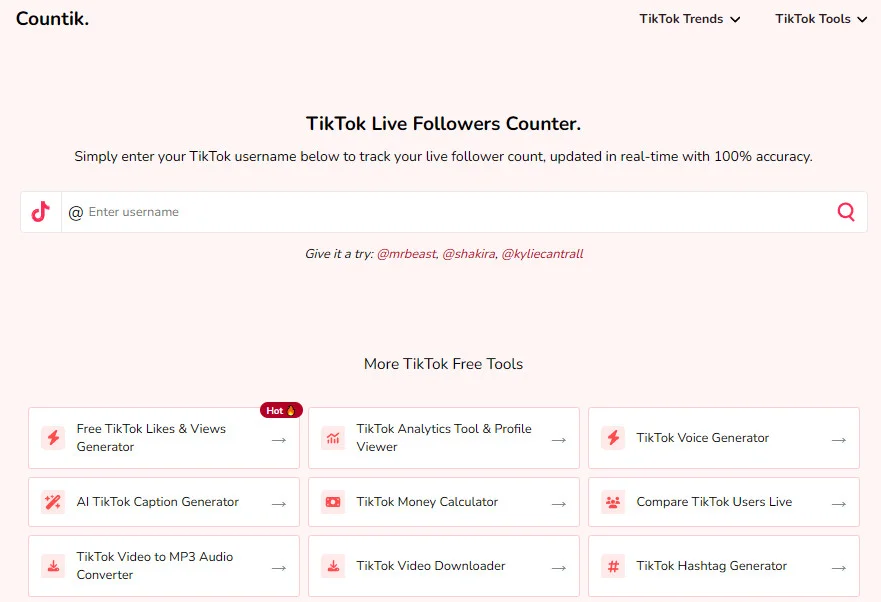 Countik free TikTok live follower counter with username search Countik free TikTok live follower counter with username search