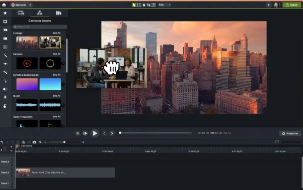 Editing a video with Camtasia's asset library and timeline Editing a video with Camtasia's asset library and timeline