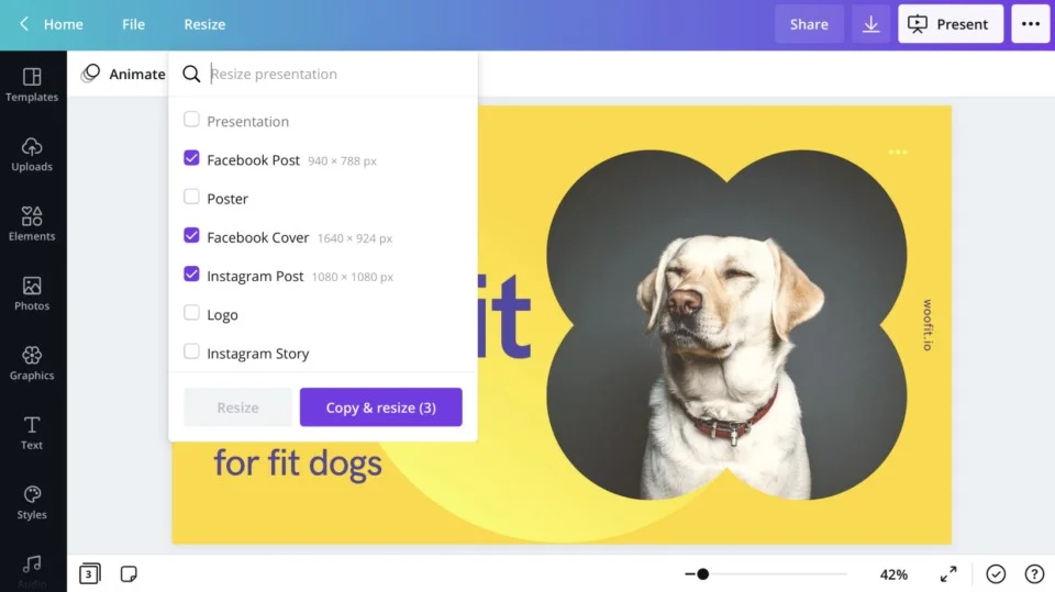 Canva Magic Resize adapting a design to Instagram size Canva Magic Resize adapting a design to Instagram size