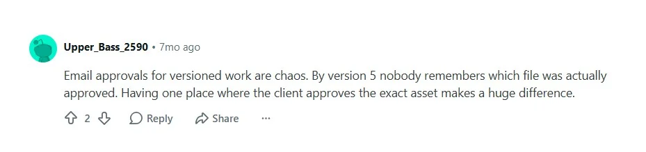 Reddit comment on email approval version chaos for versioned work Reddit comment on email approval version chaos for versioned work