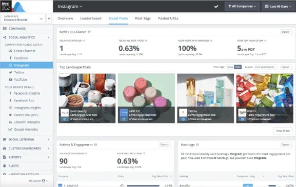 Rival IQ social posts analytics dashboard comparing landscape brand performance. Rival IQ social posts analytics dashboard comparing landscape brand performance.