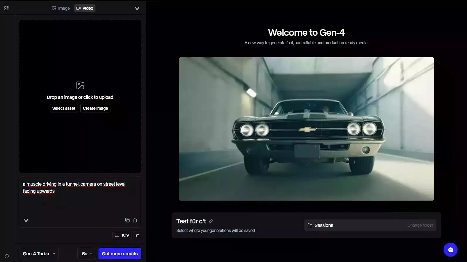 Runway Gen-4 generating a video of a car in a tunnel from a text prompt Runway Gen-4 generating a video of a car in a tunnel from a text prompt