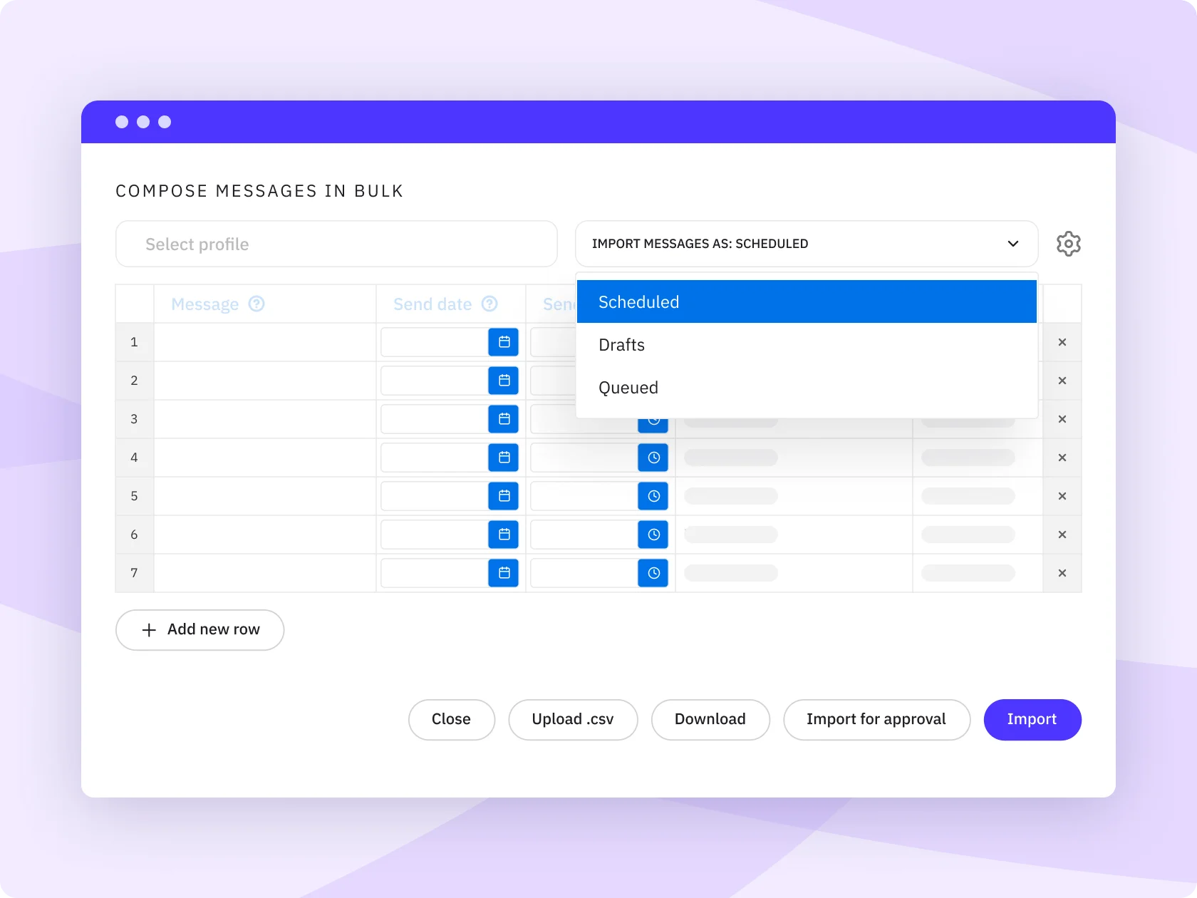 Sendible's bulk composer scheduling multiple posts from one screen Sendible's bulk composer scheduling multiple posts from one screen