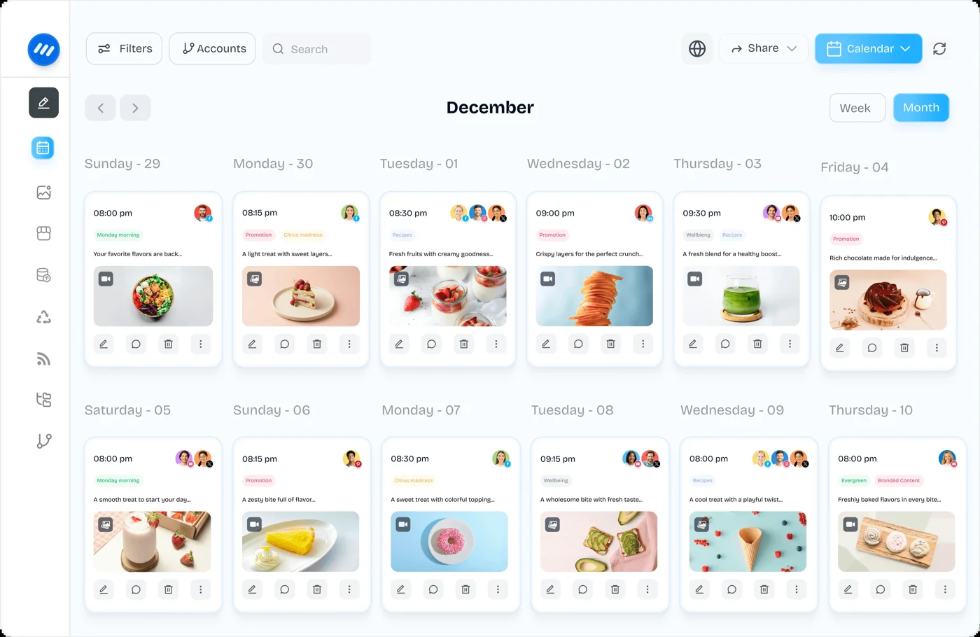 ContentStudio content calendar with scheduled posts across networks ContentStudio content calendar with scheduled posts across networks