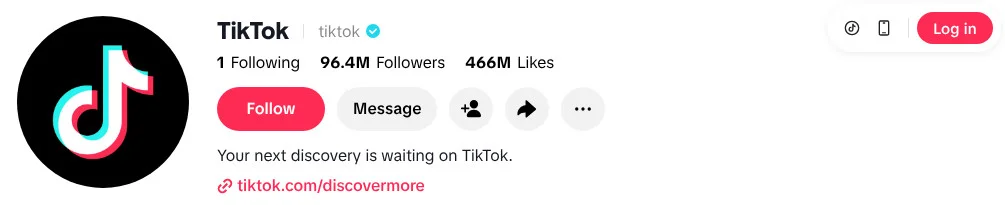 TikTok's own profile showing the blue verified badge next to the username TikTok's own profile showing the blue verified badge next to the username